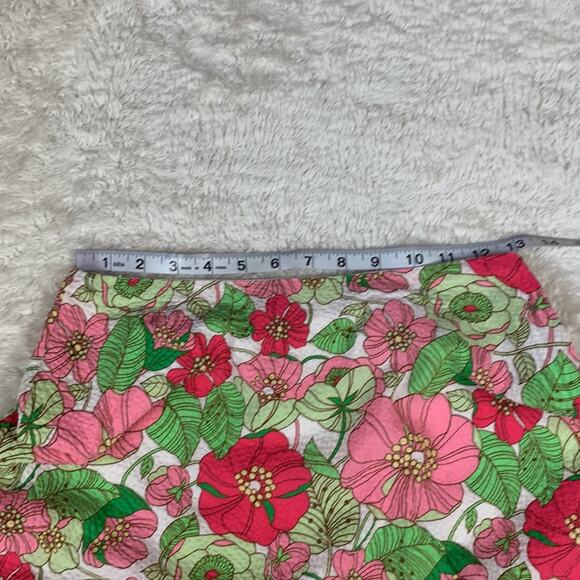 Gap textured 100% cotton pink and green flower print a line skirt, size 0 - Picture 5 of 9